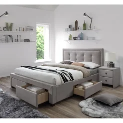 EVORA seng 160x200cm med skuffer til opbevaring - Grå