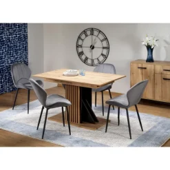 FABIANO Spisebord med udtræk, artisan eg / Sort