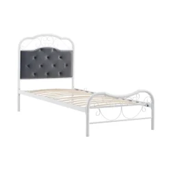 FABRIZIA 90x200 metalseng - Grå / Hvid