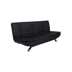 Faith sovesofa læderlook sort PU200 ben metal krom, madras L:196 B:123 cm