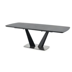 FANGOR Spisebord med udtræk, - top - MørkeGrå, ben - Sort