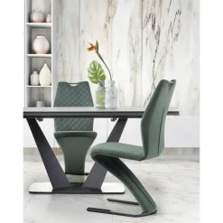 FANGOR Spisebord med udtræk, - top - MørkeGrå, ben - Sort