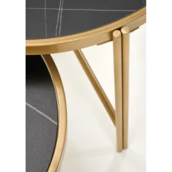 FATIMA sæt af to sofaborde, Sort marmorlook / guld