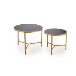 FATIMA sæt af to sofaborde, Sort marmorlook / guld