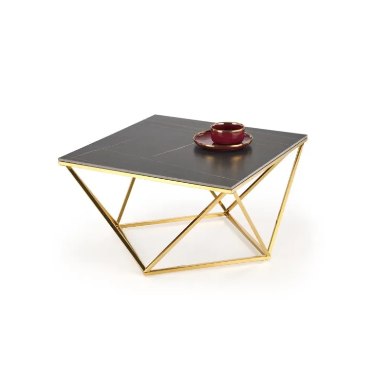 FELICIA sofabord, Sort marmor / guld