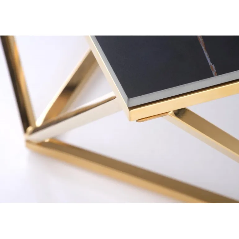 FELICIA sofabord, Sort marmor / guld