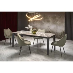 FELIX Spisebordmedudtræk, Grå marmor / Sort