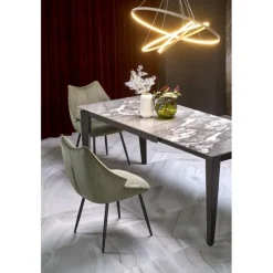 FELIX Spisebordmedudtræk, Grå marmor / Sort