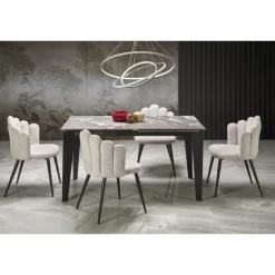 FELIX Spisebordmedudtræk, Grå marmor / Sort