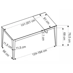 FELIX Spisebordmedudtræk, Grå marmor / Sort