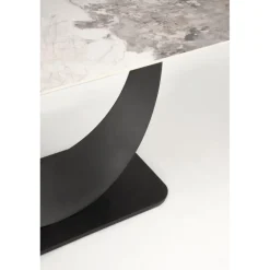 FERNANDO Spisebord med udtræk 160 kan udvides til 240 cm - Hvid marmor / Sort