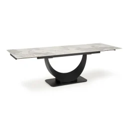 FERNANDO Spisebord med udtræk 160 kan udvides til 240 cm - Hvid marmor / Sort