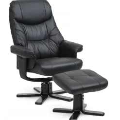 Fjord læder Lænestolinkl. fodskammel - Sort