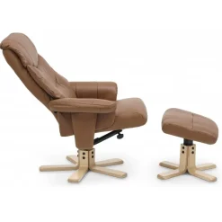Fjord læder Lænestolinkl. fodskammel - Cognac