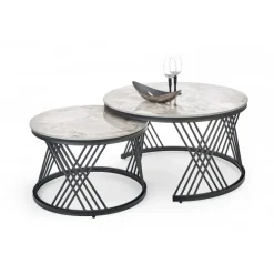 FLAMINGO sæt med 2 sofaborde, Grå marmor