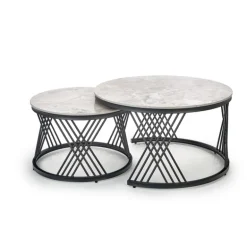 FLAMINGO sæt med 2 sofaborde, Grå marmor