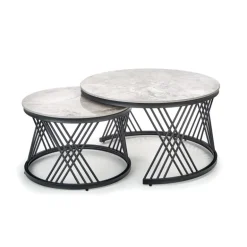 FLAMINGO sæt med 2 sofaborde, Grå marmor