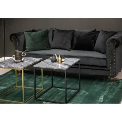 Fløjl 3 personers Sofa - Sort og Natur