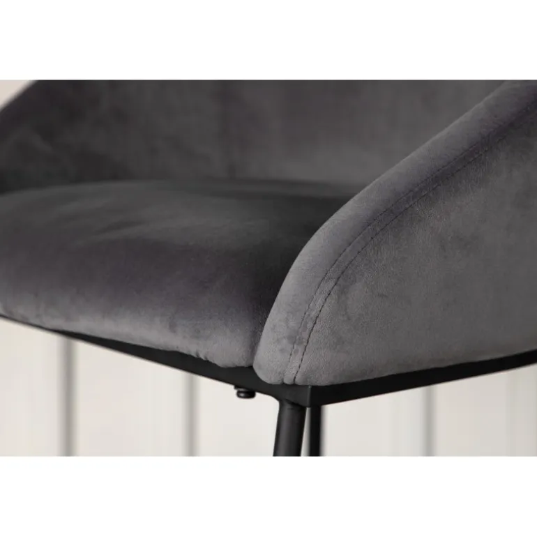 Fløjl Barstol - Sort og Mørkegrå