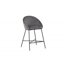 Fløjl Barstol - Sort og Mørkegrå