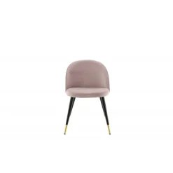 Fløjl Spisebordsstol - Sort, Støvet Rosa Messing