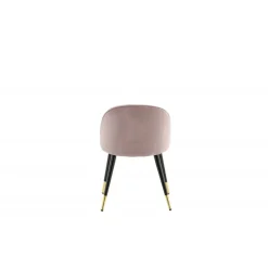Fløjl Spisebordsstol - Sort, Støvet Rosa Messing