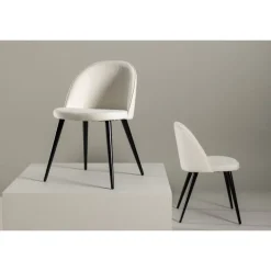 Fløjl Spisestol - Sort og Hvid