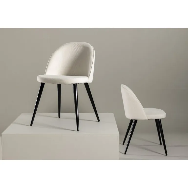 Fløjl Spisestol - Sort og Hvid
