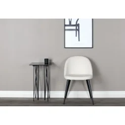 Fløjl Spisestol - Sort og Hvid