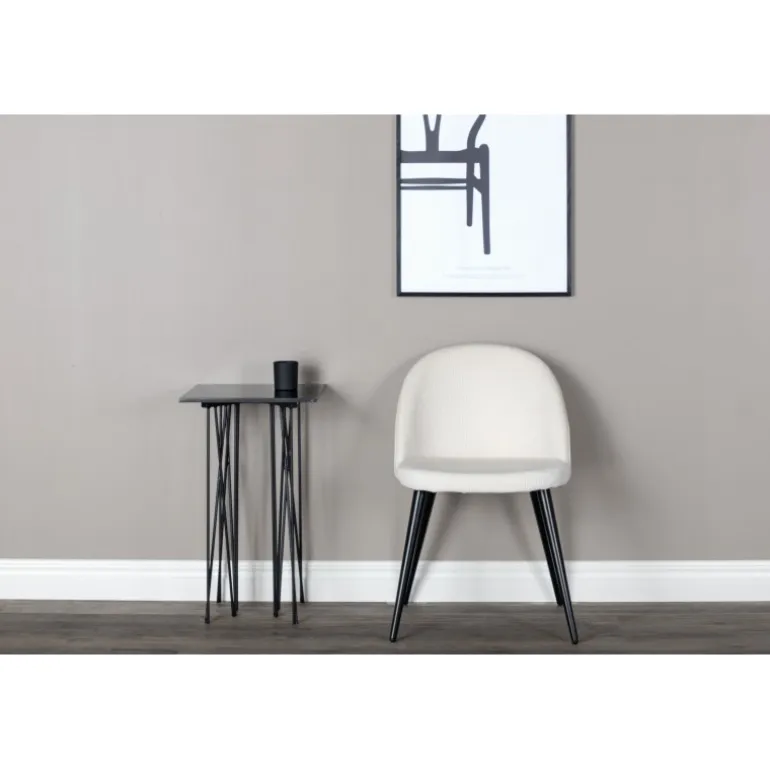 Fløjl Spisestol - Sort og Hvid