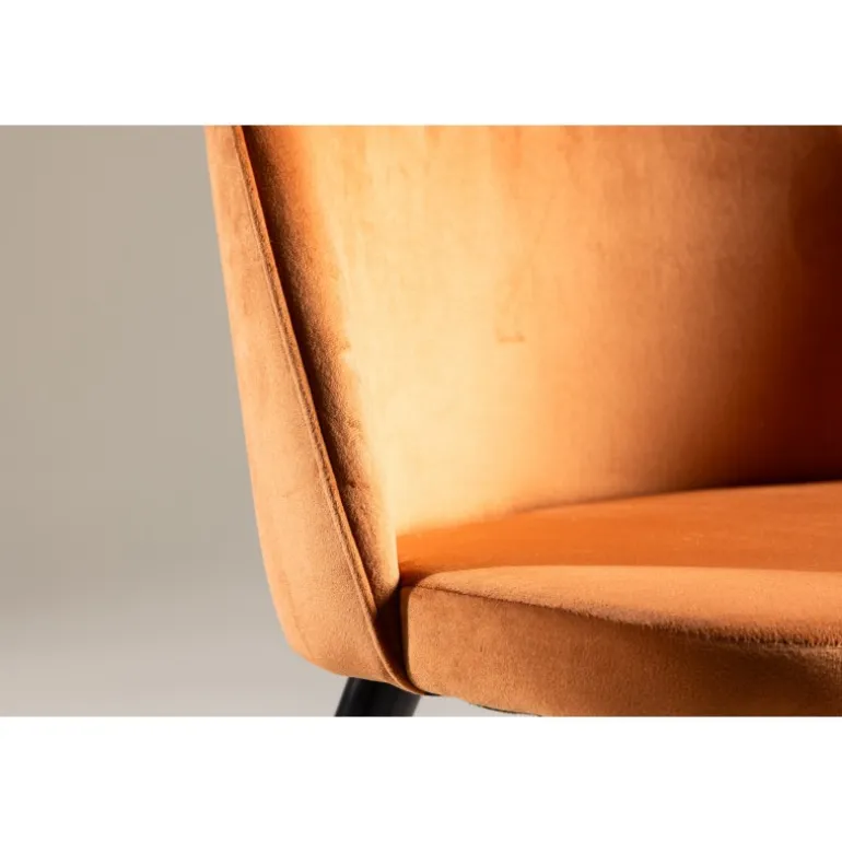 Fløjl Spisestol - Sort og Rusty Cognac