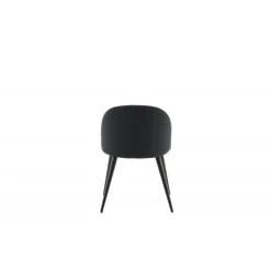 Fløjls Spisebordsstol - Sort