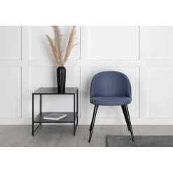 Fløjls Spisebordsstol - Sort og Blå