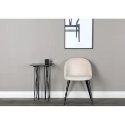 Fløjls Spisestol - Beige og Sort