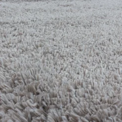 Fluffy Rund Shaggy tæppe Ensfarvet - Beige