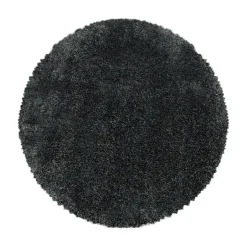 Fluffy Rund Shaggy tæppe Ensfarvet - Grå