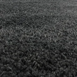 Fluffy Rund Shaggy tæppe Ensfarvet - Grå