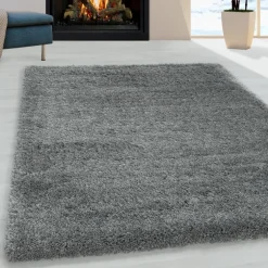 Fluffy Shaggy tæppe Ensfarvet - Lysegrå