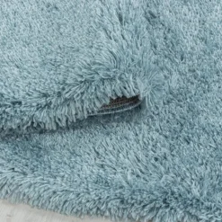 Fluffy Shaggy Tæppeløber Ensfarvet - Blå
