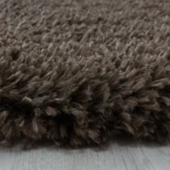 Fluffy Shaggy Tæppeløber Ensfarvet - Brun