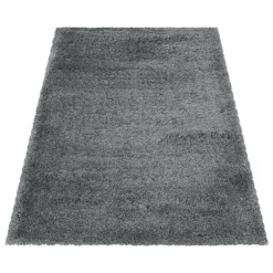 Fluffy Shaggy Tæppeløber Ensfarvet - Lysegrå