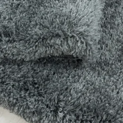 Fluffy Shaggy Tæppeløber Ensfarvet - Lysegrå