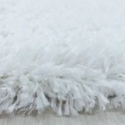 Fluffy Shaggy Tæppeløber Ensfarvet - Hvid