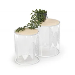 FOLLA sæt med 2 sofaborde Naturlig / Hvid