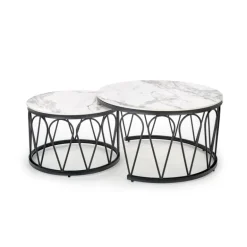 FORMOSA sæt med 2 sofaborde, Hvid marmor