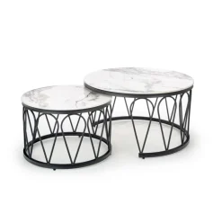FORMOSA sæt med 2 sofaborde, Hvid marmor