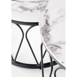 FORMOSA sæt med 2 sofaborde, Hvid marmor