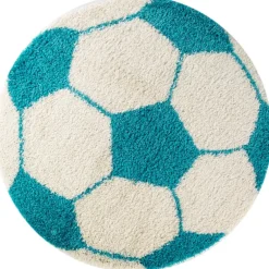 Fun Rund Børnetæppe Fodbold - Turkis
