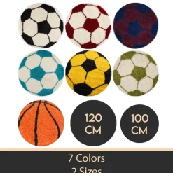 Fun Rund Børnetæppe Fodbold - Rød