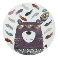 Funny Rund Børnetæppe Bjørn - Violet